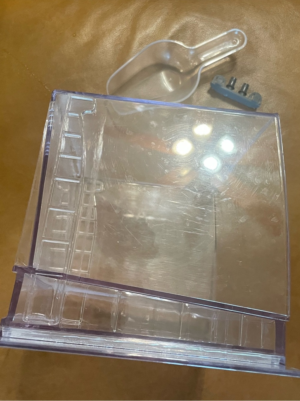 GE Opal Ice Maker replacement ice bin with scoop Transparent